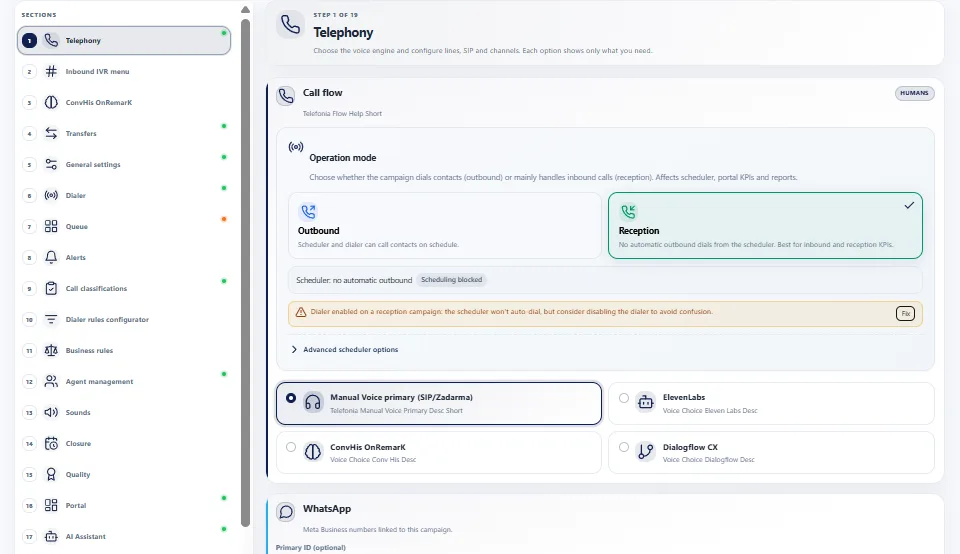 Campaign Assistant — configuración guiada de campaña